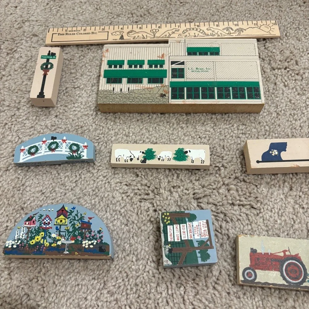 Vintage The Cat's Meow 1990s Blocks Decor Collection Lot of 8 Signed and Marked‎